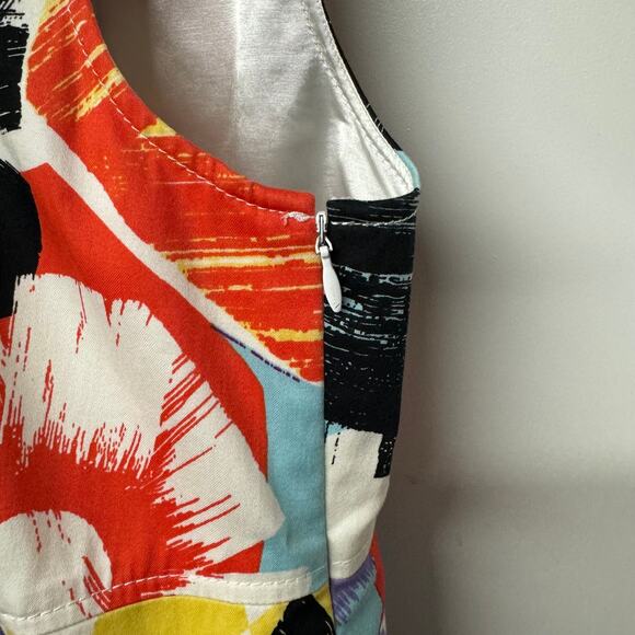 Tahari Womens Large Floral Print Sheath Sleeveless Dress Medium Stretch Cotton - Picture 5 of 11